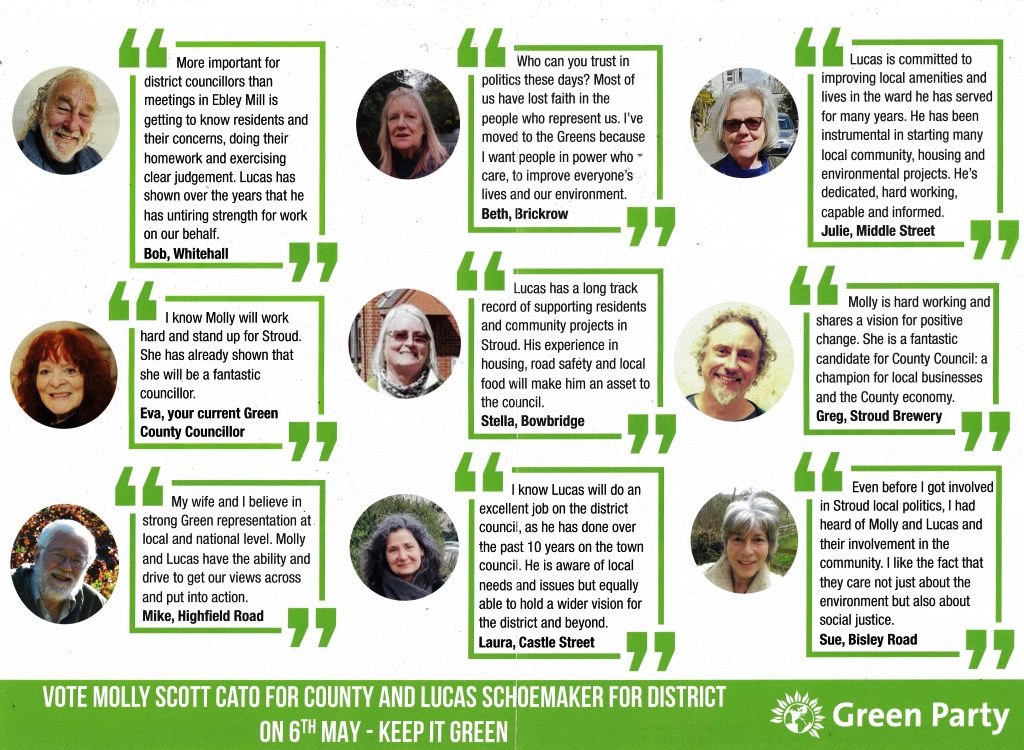 Second Green Party personal endorsement flyer - enlarge